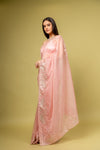 Glow Different In Gajari Organza Saree With Unstitched Blouse