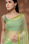Sea Green Chiffon Saree With Unstitched Blouse