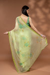 Sea Green Chiffon Saree With Unstitched Blouse
