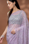 Mauve Shimmer Embroidered Saree With Unstitched Blouse