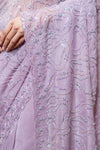 Mauve Shimmer Embroidered Saree With Unstitched Blouse