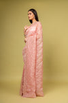 Panna Glow Different In Gajari Organza Jaal Print Saree With Unstitched Blouse