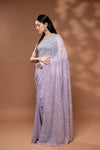 Mauve Shimmer Embroidered Saree With Unstitched Blouse