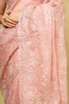 Glow Different In Gajari Organza Floral Saree With Unstitched Blouse