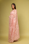 Glow Different In Gajari Organza Floral Saree With Unstitched Blouse