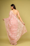 Glow Different In Gajari Organza Floral Saree With Unstitched Blouse