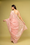 Panna Glow Different In Gajari Organza Floral Saree With Unstitched Blouse