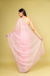 Glow Different In Gajari Organza Floral Saree With Unstitched Blouse