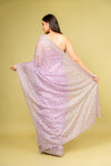 Delicate And Dreamy Mauve Organza Saree With Unstitched Blouse