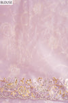 Delicate And Dreamy Mauve Organza Floral Saree With Unstitched Blouse
