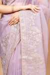 Stunningly Unique Onion Organza Floral Saree With Unstitched Blouse