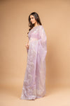 Stunningly Unique Onion Organza Floral Saree With Unstitched Blouse
