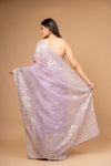Stunningly Unique Onion Organza Floral Saree With Unstitched Blouse