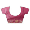 Charm Of Dark Gajari Organza Floral Saree With Unstitched Blouse