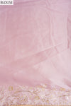 Delicate And Dreamy Mauve Organza Saree With Unstitched Blouse
