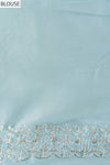 Timelessly Yours Sky Blue Organza Jaal Print Saree With Unstitched Blouse
