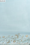 Timelessly Yours Sky Blue Organza Saree With Peacock Embroidery and Unstitched Blouse
