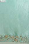 Royal Heritage Tea-green Organza Floral Saree With Unstitched Blouse