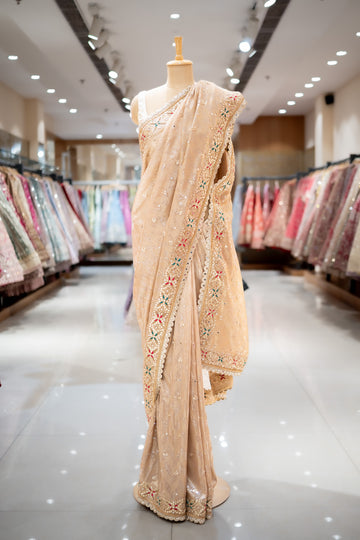 RECEPTION Tussar Georgette Saree With Unstitched Blouse