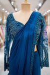 COCKTAIL Peacock Crepe Designer Saree with Readymade Blouse