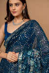 Statement Look Peacock Georgette Saree With Unstitched Blouse