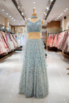 COCKTAIL Sky Blue Net Lehenga Set And Net Dupatta With Readymade Blouse