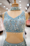 COCKTAIL Sky Blue Net Lehenga Set And Net Dupatta With Readymade Blouse