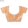 Graceful Flow Peach Organza Saree And Woven Zari Border With Unstitched Blouse