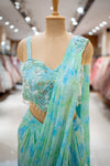 MEHENDI Tea Green Crepe Readymade Saree Style Skirt