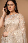 Timeless Beauty Tussar Organza Floral Saree And Woven Zari Border With Unstitched Blouse
