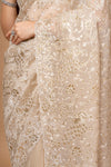 Timeless Beauty Tussar Organza Floral Saree And Woven Zari Border With Unstitched Blouse