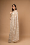 Timeless Beauty Tussar Organza Floral Saree And Woven Zari Border With Unstitched Blouse