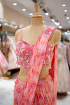 SANGEET Pink Crepe Readymade Saree Style Skirt