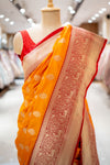 HALDI Mustard Banarasi Silk Saree With Unstitched Blouse
