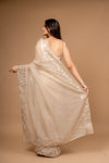 Timeless Beauty Tussar Organza Saree And Woven Zari Border With Unstitched Blouse
