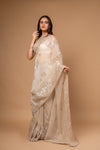 Timeless Beauty Tussar Organza Saree And Woven Zari Border With Unstitched Blouse