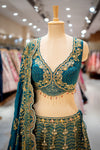 RECEPTION Rama Crepe Lehenga Set And Crepe Dupatta With Readymade Blouse