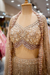 WEDDING Tussar Gajari Net Lehenga Set And Net Dupatta With Readymade Blouse