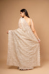 Timeless Beauty Tussar Organza Jaal Print Saree With Unstitched Blouse