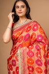 Timeless Elegance Rani Banarasi silk Saree With Unstitched Blouse