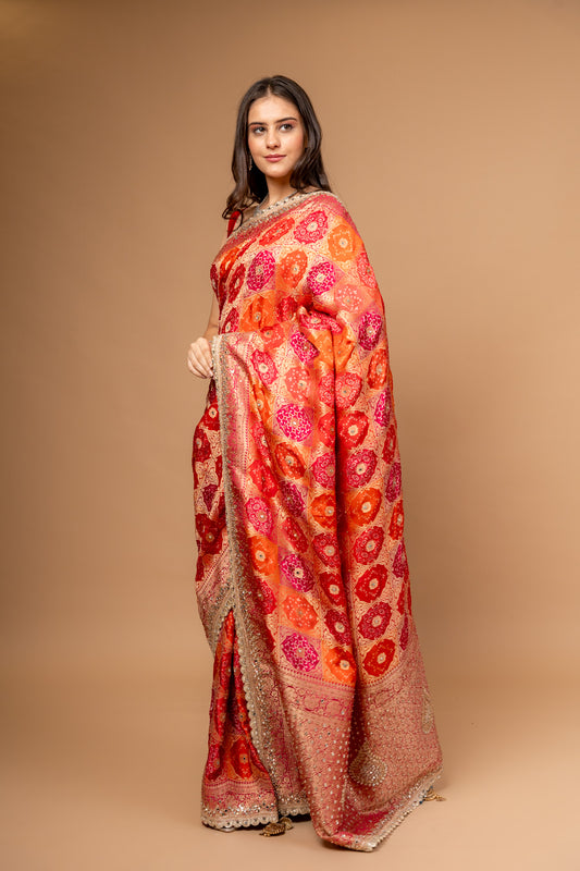 Timeless Elegance Rani Banarasi silk Saree With Unstitched Blouse