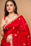 Heritage Heirloom Maroon Organza With Unstitched Blouse