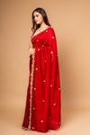 Heritage Heirloom Maroon Organza With Unstitched Blouse