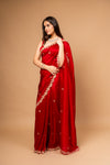 Heritage Heirloom Maroon Organza With Unstitched Blouse
