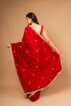 Heritage Heirloom Maroon Organza With Unstitched Blouse