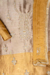 Chikoo Tissue Unstitched Suit Salwar With Chiffon Dupatta