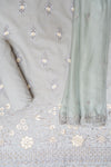Grey Muslin Unstitched Suit Salwar With Chiffon Dupatta