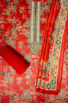 Maroon Cotton Unstitched Salwar Suit With Cotton Dupatta