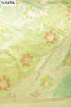 Pista Banarasi Silk Unstitched Salwar Suit With Silk Dupatta