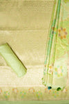 Pista Banarasi Silk Unstitched Salwar Suit With Silk Dupatta